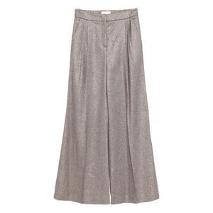 VIA MASINI 80 Wide Leg Metallic Pants Women BROWN